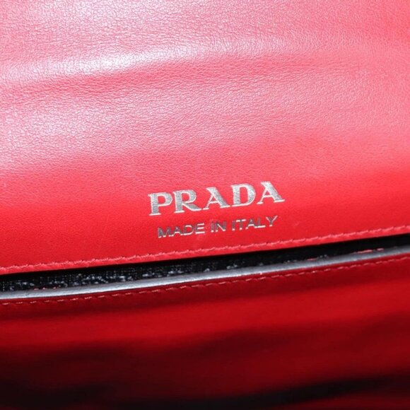 PRADA Chain Shoulder Bag Leather Red Silver Auth - Picture 14 of 16